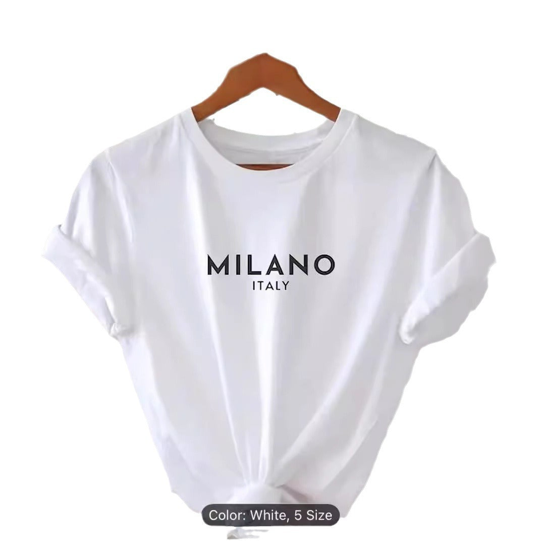 Stylish MILANO ITALY print T-shirt in white colour