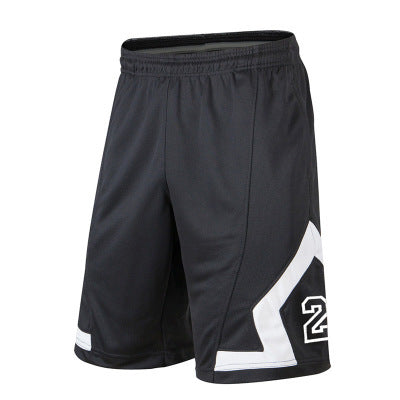 Introducing our Men's Performance Basketball Shorts, lightweight and breathable, featuring a sleek design with black fabric accented by a white number 24 on the right leg and a stylish white diagonal stripe. These shorts are crafted from moisture-wicking material to ensure maximum comfort during intense workouts.