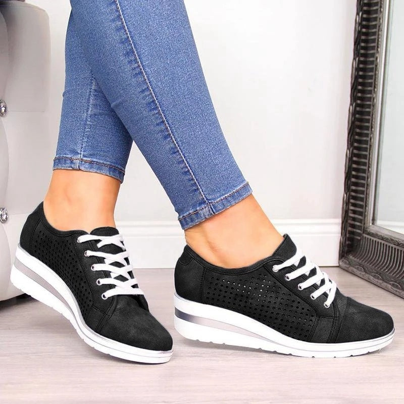 Women's Breathable Canvas Wedge Sneakers