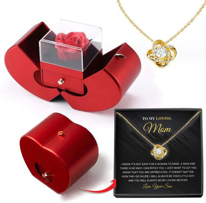 Heart-Shaped Gift Box with Preserved Rose and Necklace