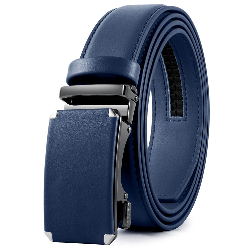 Men's Leather Ratchet Belt with Automatic Buckle – Perfect for Formal and Casual Wear