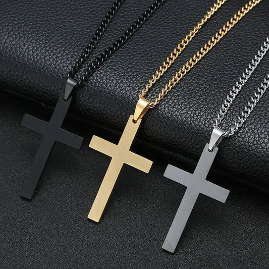 Black, Gold And Silver cross necklace with chain