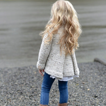 Girls' Chunky Knit Button-Up Cardigan - Cozy & Stylish Sweater