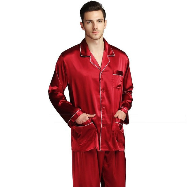 Men's Satin Pajama Set - Luxurious Comfort for Lounging and Sleeping