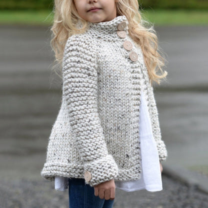 Girls' Chunky Knit Button-Up Cardigan - Cozy & Stylish Sweater