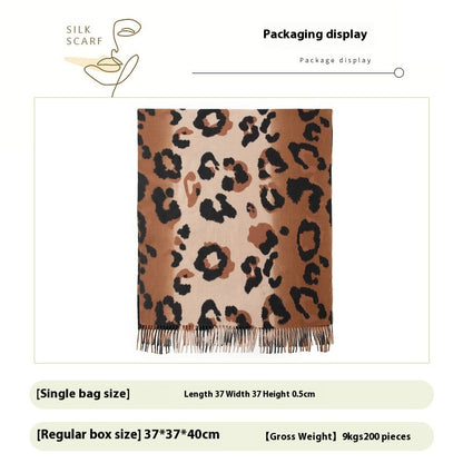 Leopard Print Women Scarf Artificial Cashmere Elegant High Sense Shawl