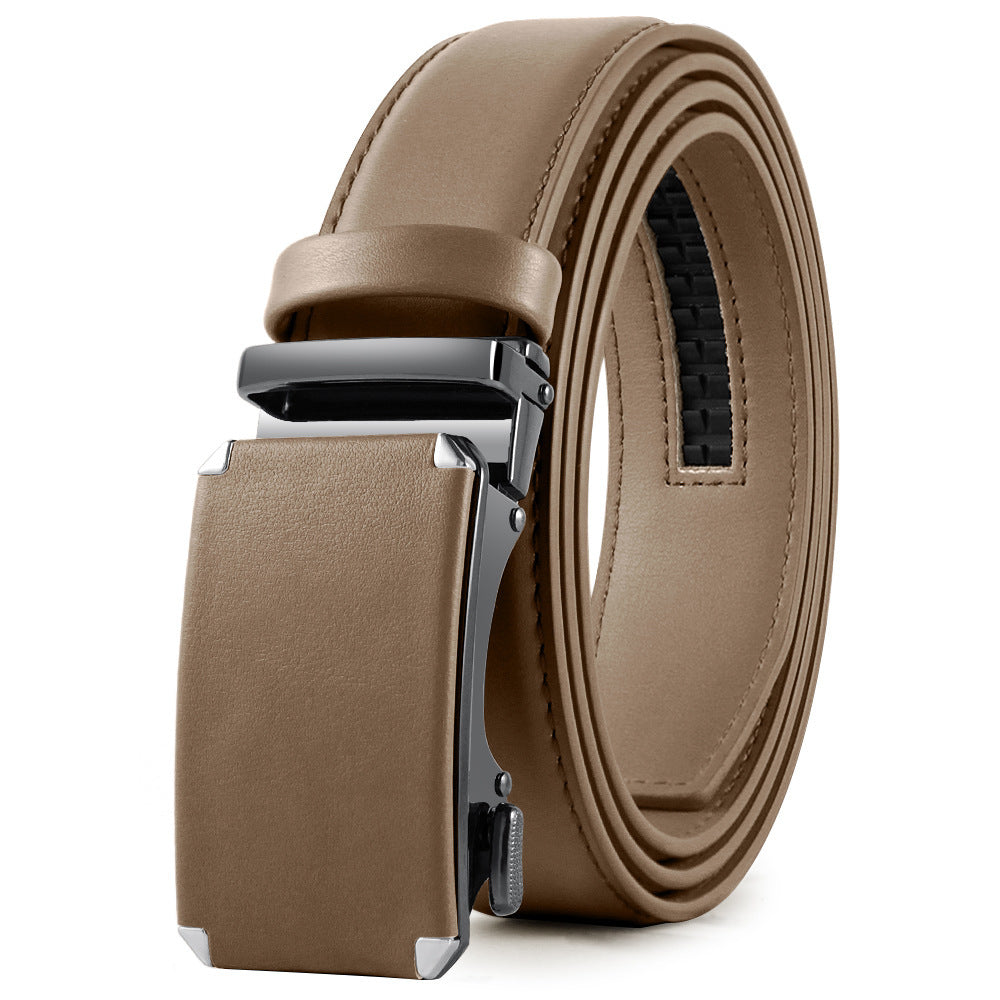 Men's Leather Ratchet Belt with Automatic Buckle – Perfect for Formal and Casual Wear