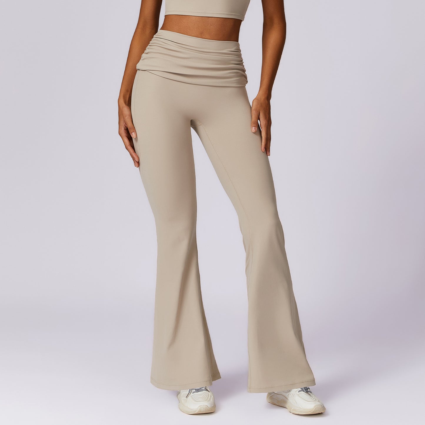 Quick-dry hip-raising yoga pants, nude feel, casual wide-leg style.