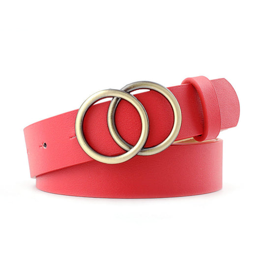 Women's Round Buckle Belt – European and American Casual Style Accessory