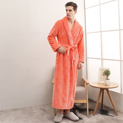 Plush Velvet Bathrobe with Thick Waist Tie for Extra Comfort