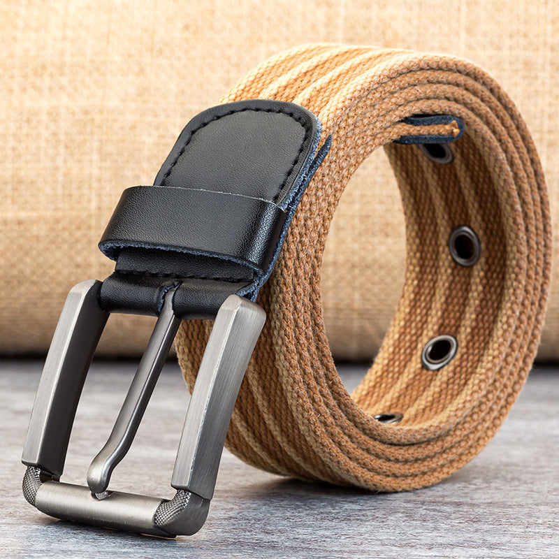 Men's Pin Buckle Polyester Woven Pants Canvas Belt