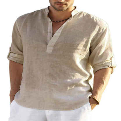 Men's linen shirt in beige colour