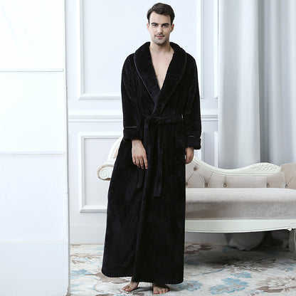 Plush Velvet Bathrobe with Thick Waist Tie for Extra Comfort