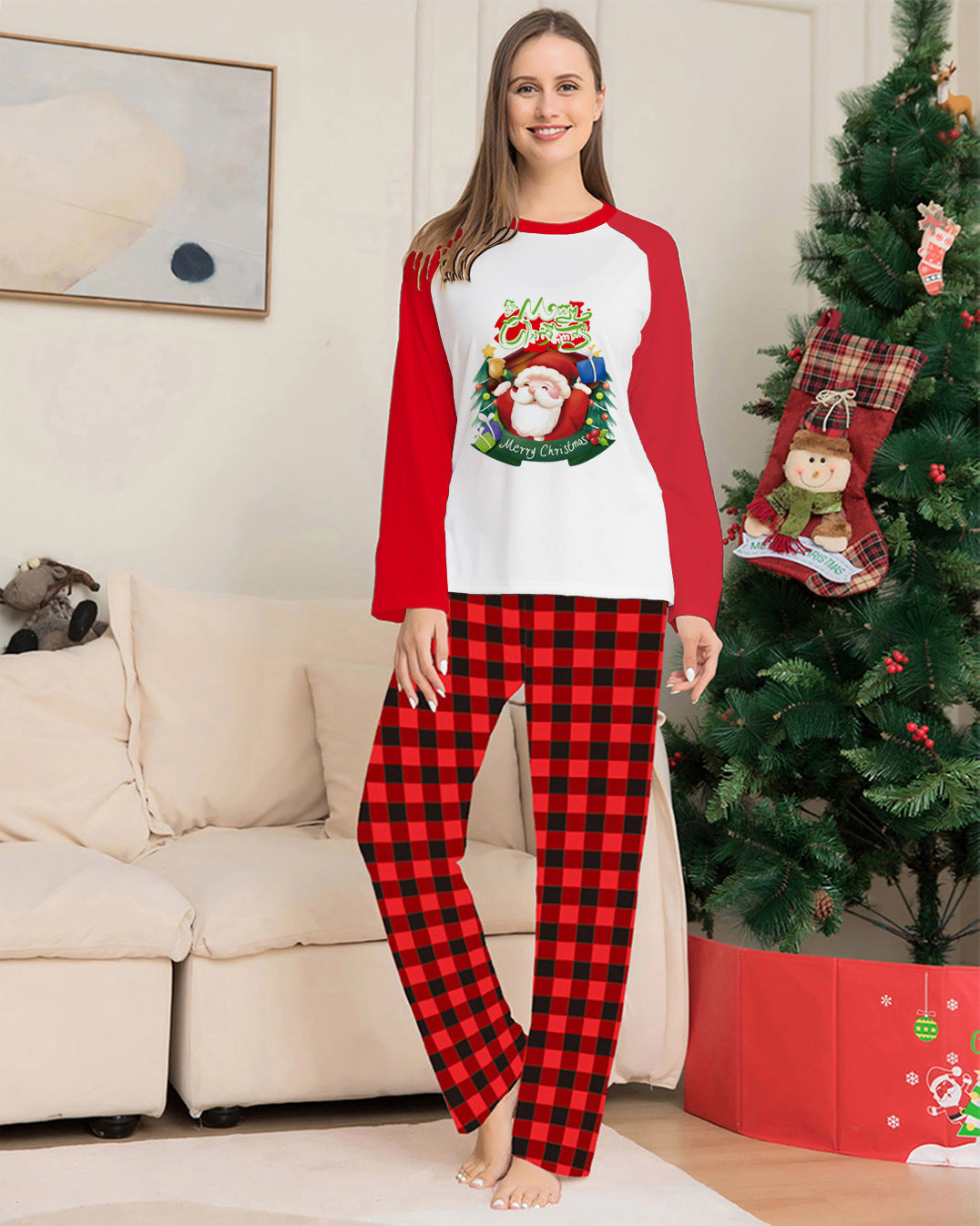 Family Matching Christmas Pyjamas - Santa & Plaid Holiday Set