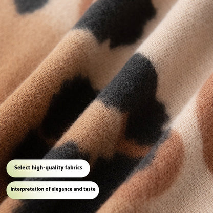 Leopard Print Women Scarf Artificial Cashmere Elegant High Sense Shawl