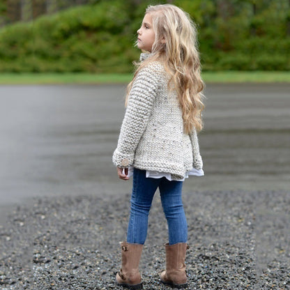 Girls' Chunky Knit Button-Up Cardigan - Cozy & Stylish Sweater