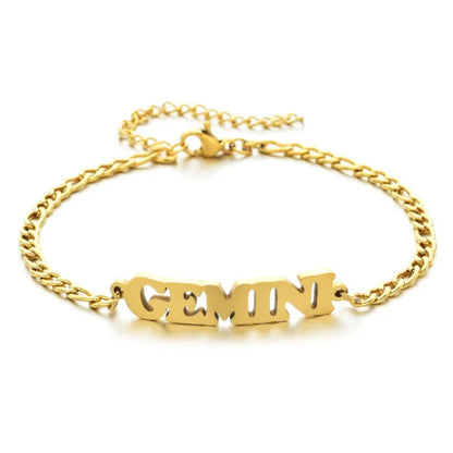 Gold Gemini zodiac charm bracelet