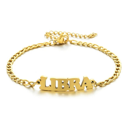 Gold Libra zodiac charm bracelet