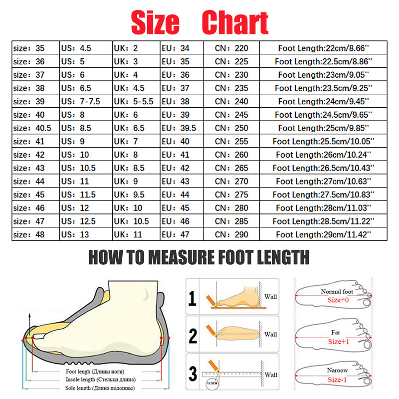 Women's Breathable Sports Sneakers Sizing Chart