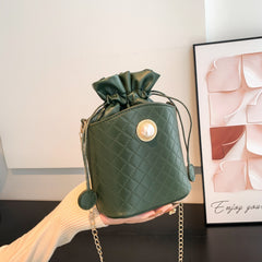 Retro Women's Hand-carrying One-shoulder Crossbody Bag Green Picture frame right