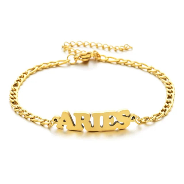 Gold Aries zodiac charm bracelet