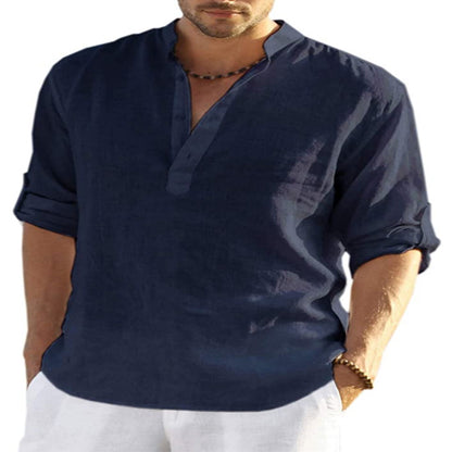 Relaxed fit men's cotton linen shirt