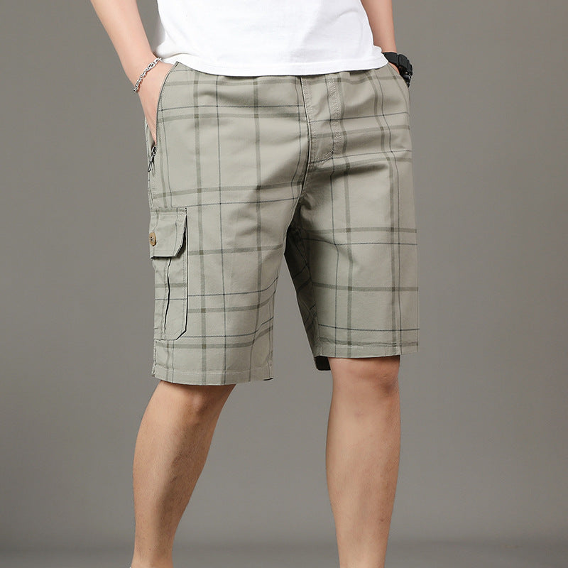 Men's Plaid Cargo Shorts with Pockets – Comfortable and Casual