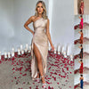 Women's Sexy One-Shoulder Satin Slit Dress - Elegant Slim-Fit Summer Style