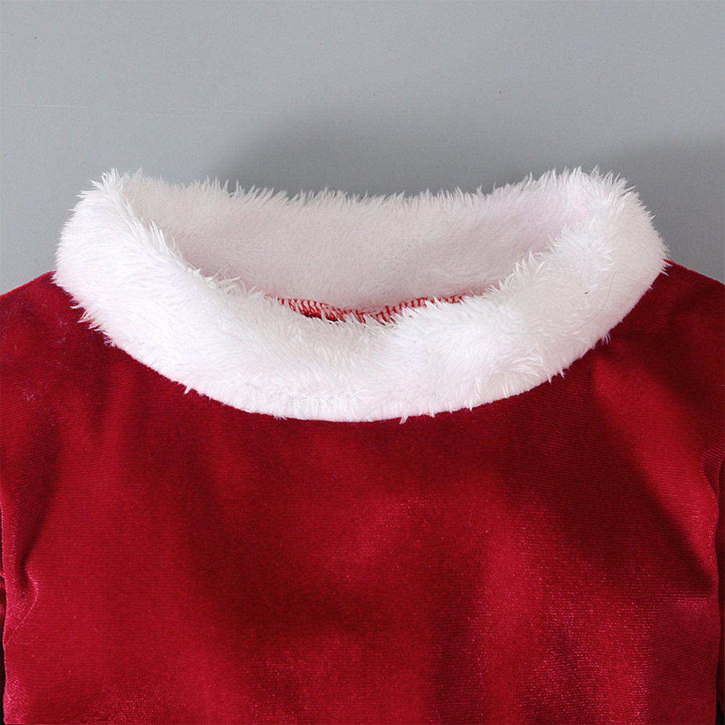 Girls' Santa-Inspired Christmas Outfit - Red Velvet Bell-Bottom Set