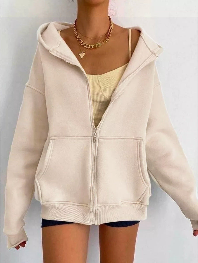 Women's Zipper Hooded Cardigan Coat