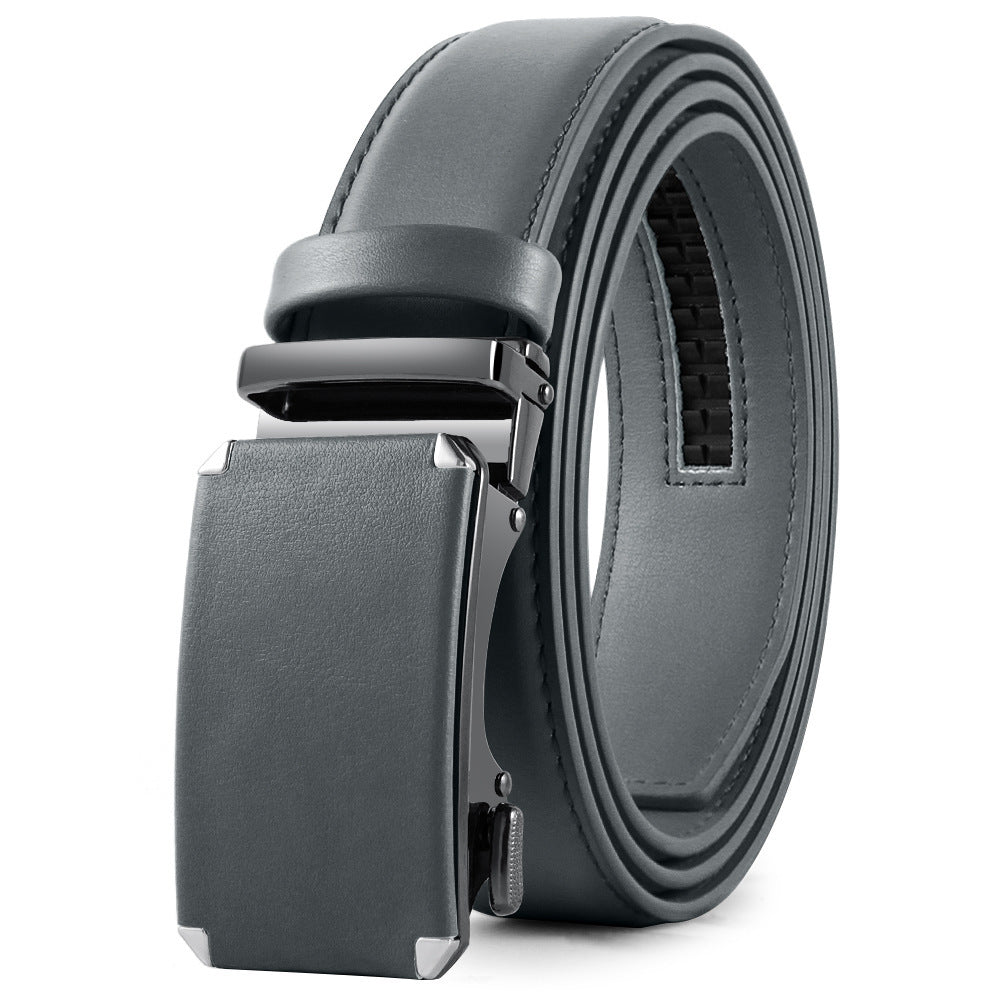 Men's Leather Ratchet Belt with Automatic Buckle – Perfect for Formal and Casual Wear