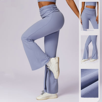 Quick-dry hip-raising yoga pants, nude feel, casual wide-leg style.