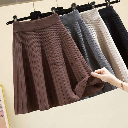 Women's High-Waist Knitted Umbrella Skirt – Perfect for Autumn and Winter