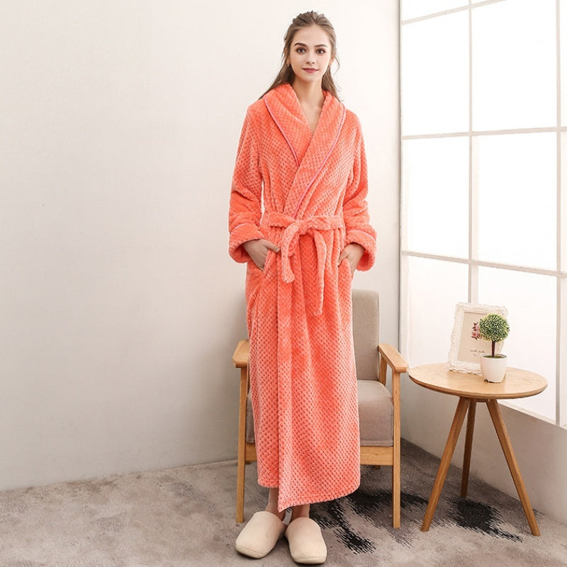 Plush Velvet Bathrobe with Thick Waist Tie for Extra Comfort