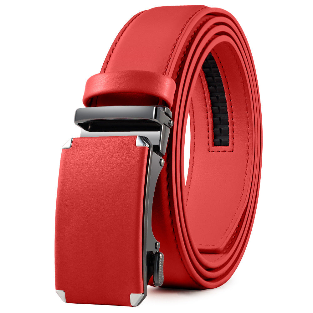 Men's Leather Ratchet Belt with Automatic Buckle – Perfect for Formal and Casual Wear