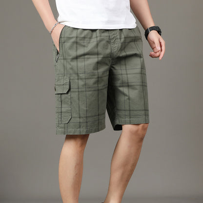 Men's Plaid Cargo Shorts with Pockets – Comfortable and Casual