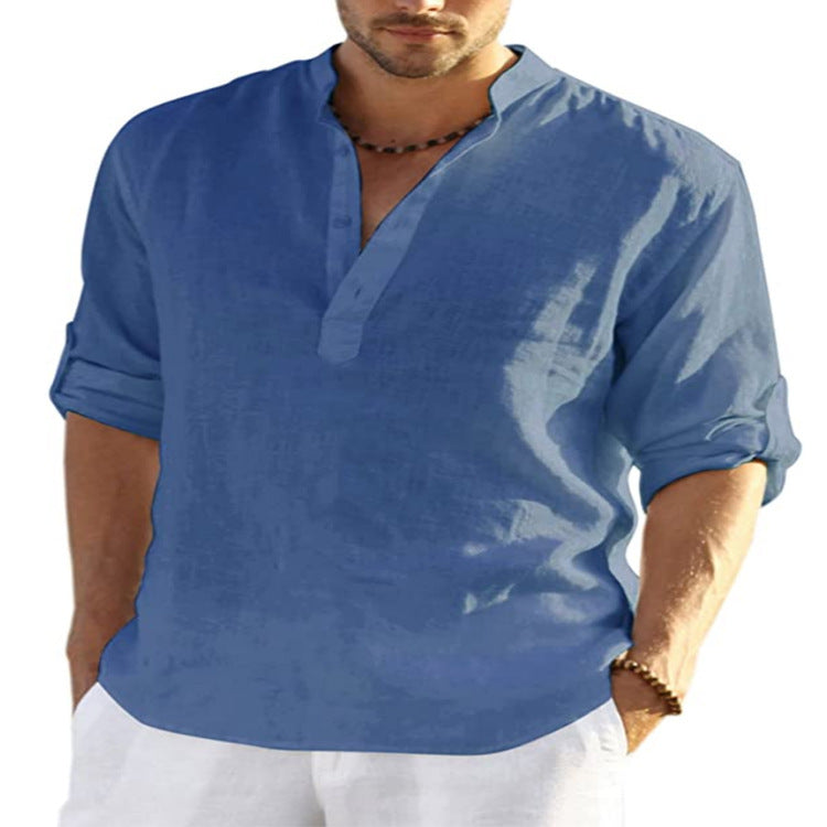 Close-up of men's casual long sleeve shirt