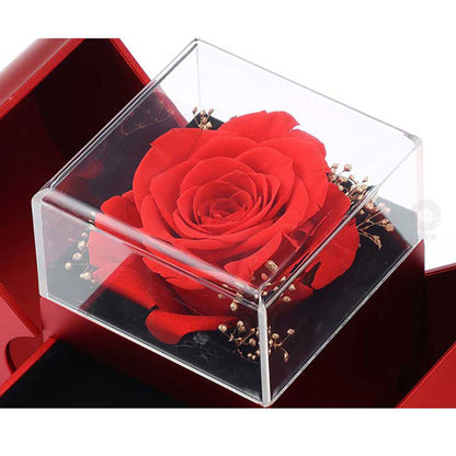 Heart-Shaped Gift Box with Preserved Rose and Necklace