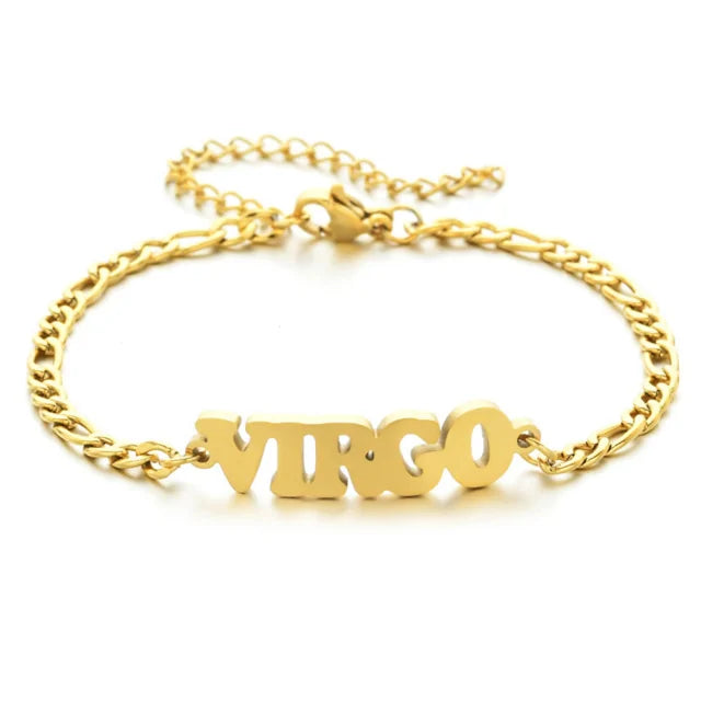 Gold Virgo zodiac charm bracelet
