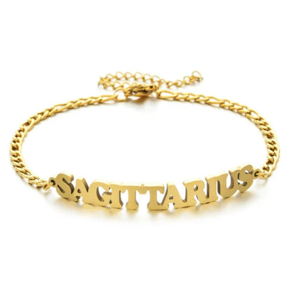 Gold Sagittarius zodiac charm bracelet